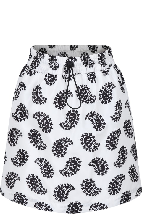 MSGM for Kids MSGM White Skirt For Girl With Flowers Print
