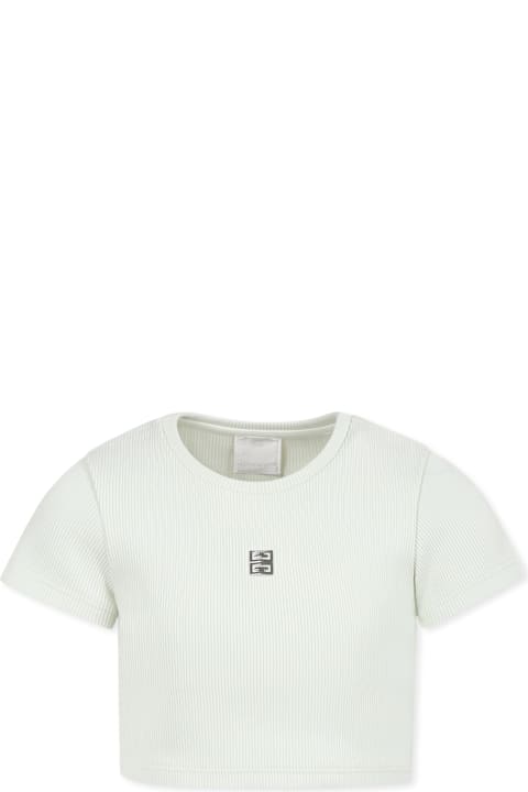 Homeware Givenchy Green Crop T-shirt For Girl With 4g Motif