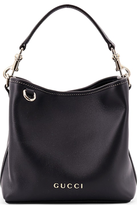 Gucci Shoulder Bags for Women Gucci Gg Emblem Leather Bucket Bag With Frontal Logo