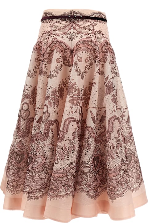 Homeware Zimmermann Printed Linen Blend Crush Skirt
