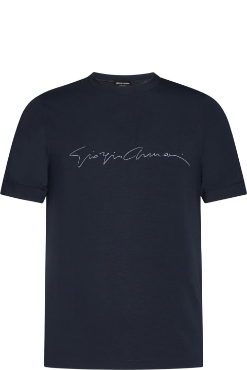 Giorgio Armani Topwear for Men Giorgio Armani Logo Print Crewneck T-shirt