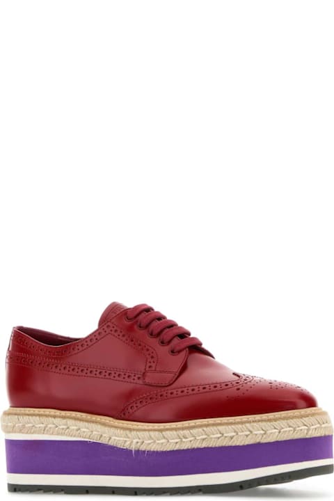 Prada Sneakers for Women Prada Red Leather Lace-up Shoes