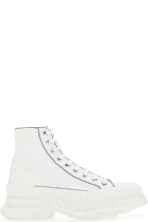 メンズ Alexander McQueenのブーツ Alexander McQueen White Canvas Canvas Sack Sneakers