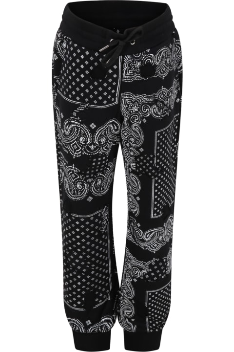 Black Sweatpants For Boy With Bandana Print