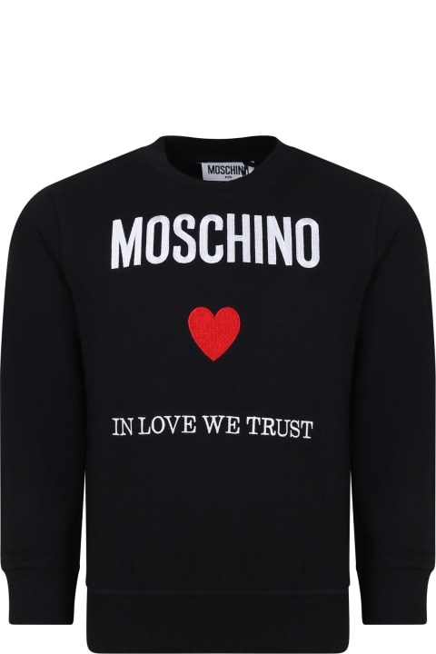 Sweaters & Sweatshirts for Boys Moschino Black Sweatshirt For Girl With Logo And Heart