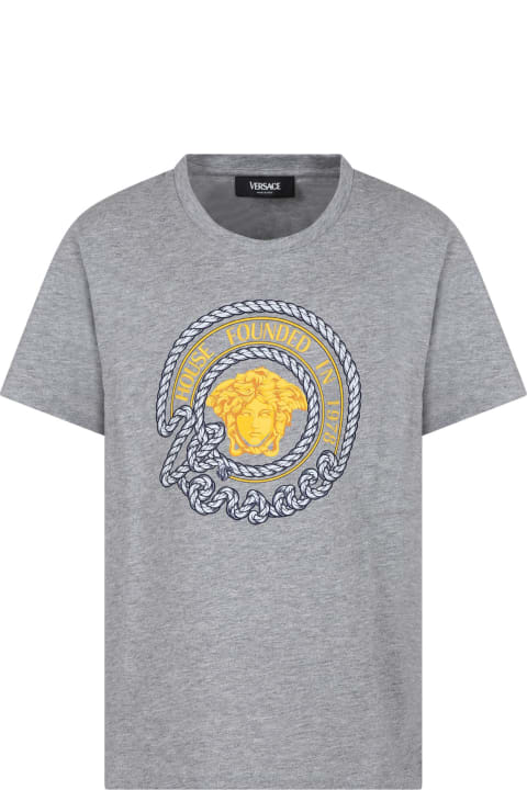 Versace for Kids Versace Grey T-shirt For Boy With Medusa