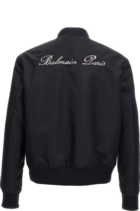 Balmain Coats & Jackets for Women Balmain Dark Blue Polyamide Bomber Jacket