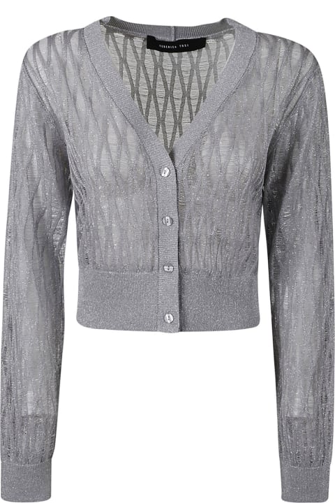 Federica Tosi for Women Federica Tosi See-through Diamond Pattern Cropped Cardigan