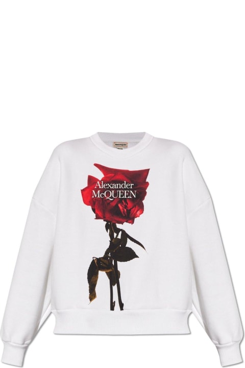 Fashion for Women Alexander McQueen Shadow Rose Printed Crewneck Sweatshirt