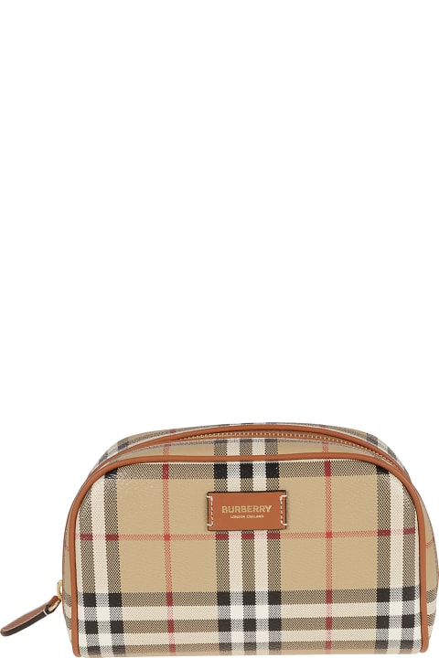 Burberry Clutches for Women Burberry Logo Patch Check Zip Clutch