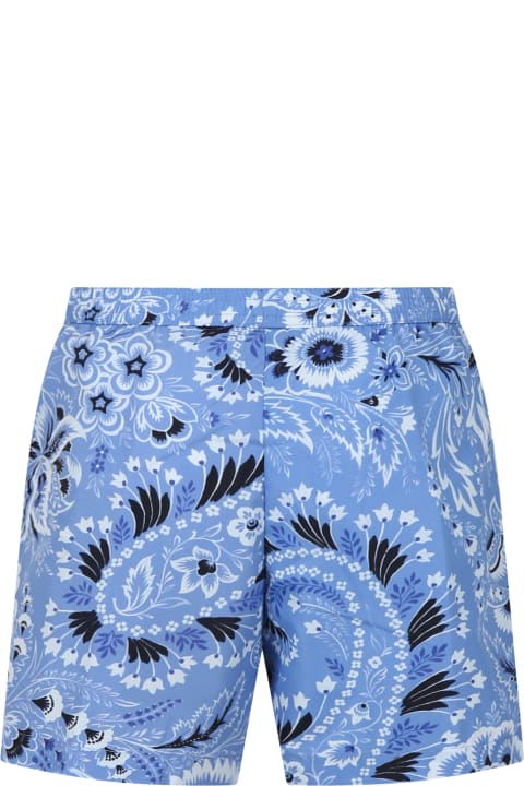 Etro Swimwear for Boys Etro Sky Blue Swim Boxer For Boy With Paisley Pattern