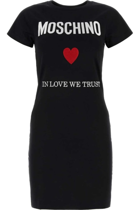 ウィメンズ Moschinoのワンピース＆ドレス Moschino Black Cotton T-shirt Dress