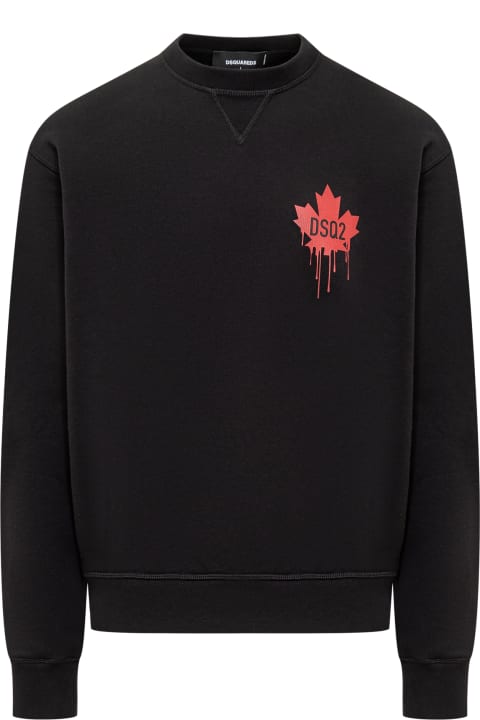 Fleeces & Tracksuits for Men Dsquared2 Red Maple Leaf Sweatshirt