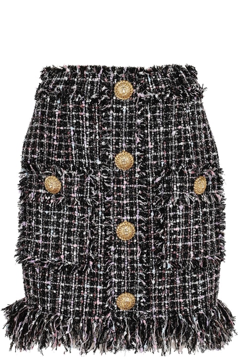 Balmain for Women Balmain Fringed Tweed Short Skirt