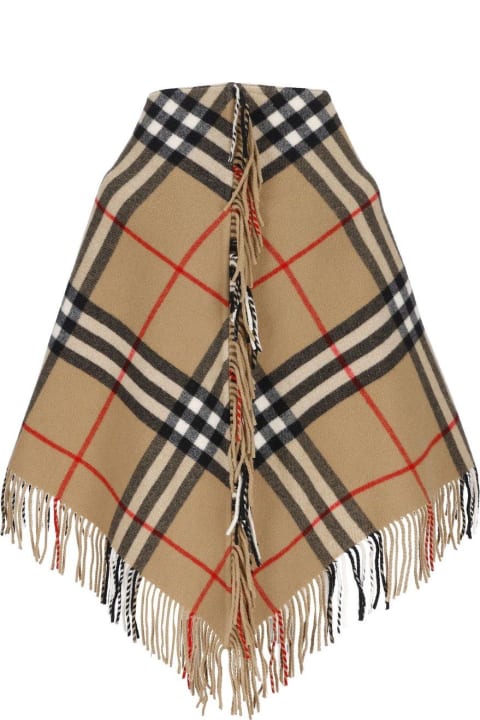Burberry Scarves & Wraps for Women Burberry Check Printed Fringed Cape