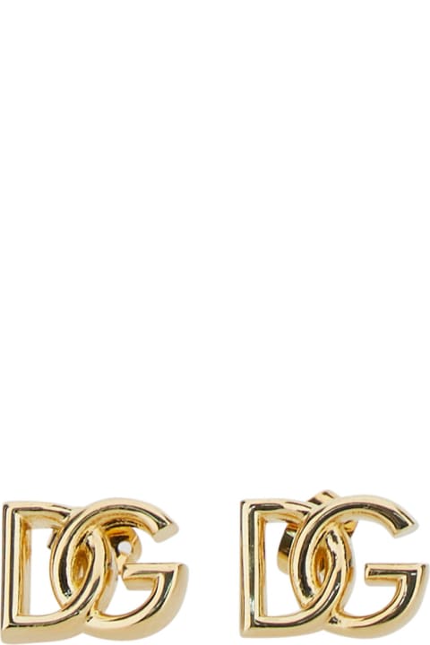 Dolce & Gabbana Jewelry for Women Dolce & Gabbana Gold Earrings With Dg Logo In Silver Plated Brass Woman