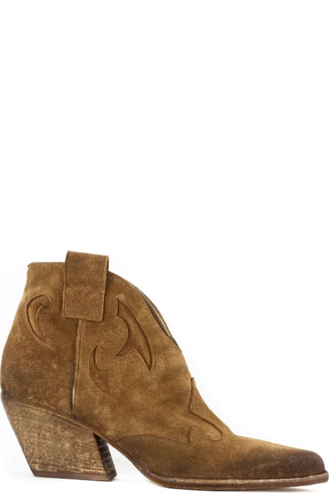 Elena Iachi Boots for Women Elena Iachi Brown Suede Texan Ankle Boots