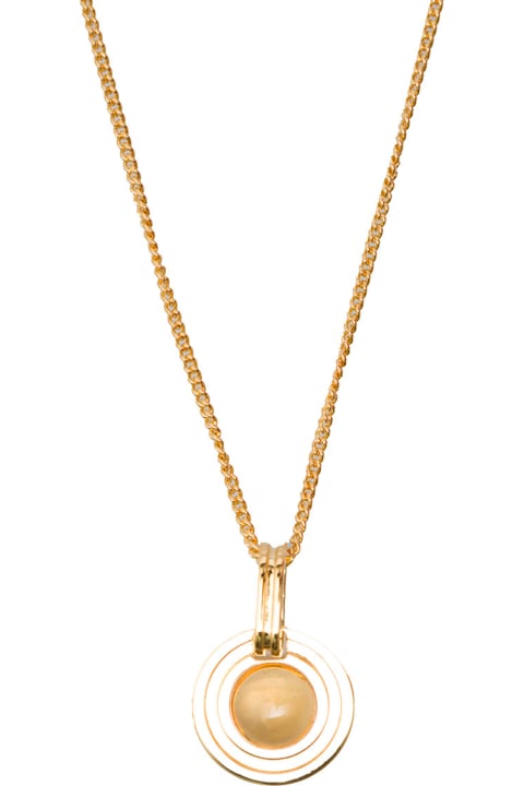 Sohpia Gold Plated Brass Necklace With Yellow Stone Detail Leda Madera Woman