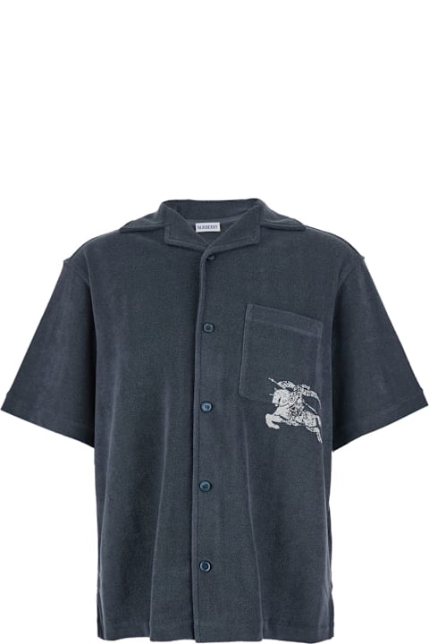 Burberry for Men Burberry 'towelling' Blue Shirt With Ekd Print On The Front In Cotton Man