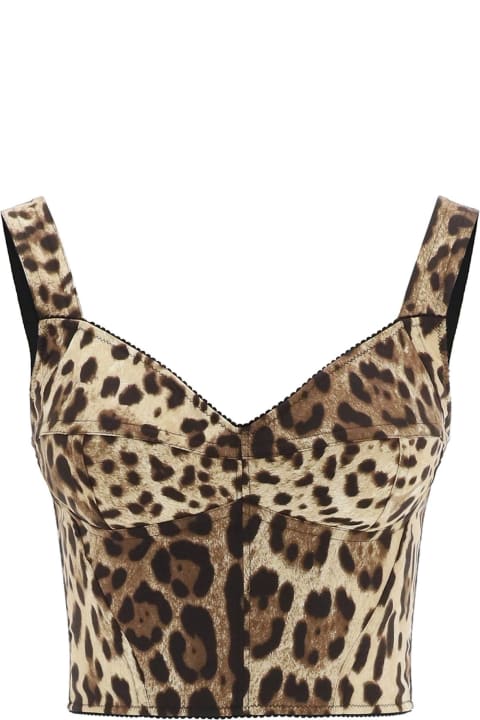 Dolce & Gabbana Clothing for Women Dolce & Gabbana Leopard Print Silk Bustier Top