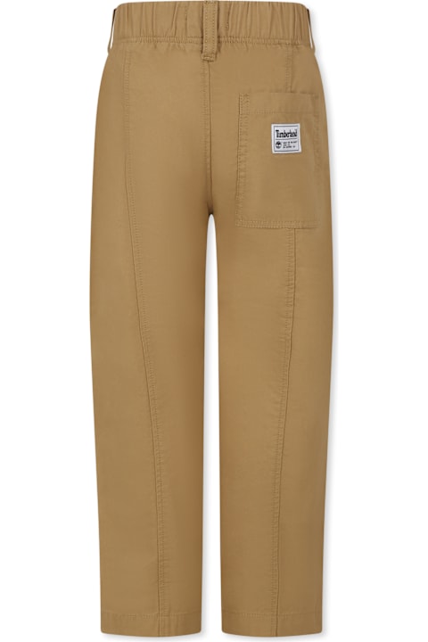 Timberland Bottoms for Boys Timberland Beige Trousers For Boy With Logo