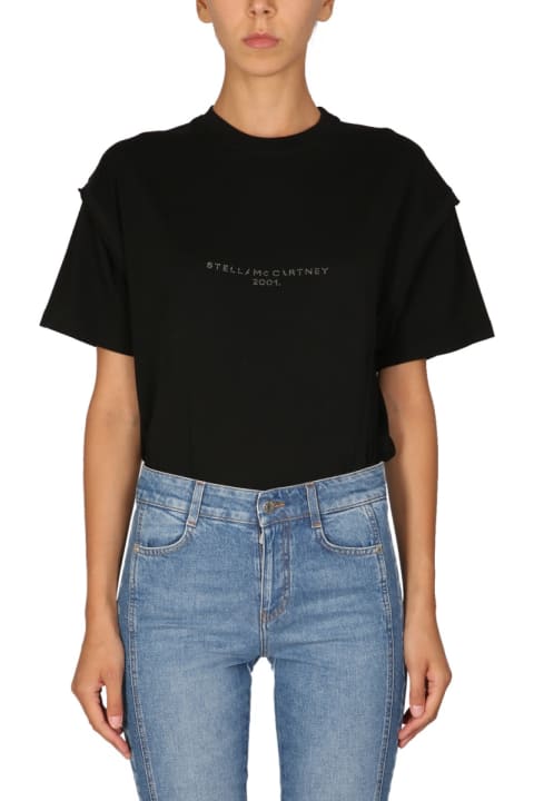 Stella McCartney Topwear for Women Stella McCartney Crystal Logo T-shirt