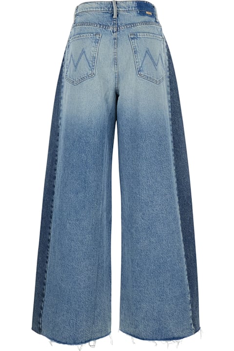 Homeware Mother Blue Five-pocket Jeans With Patchwork Design In Denim Woman