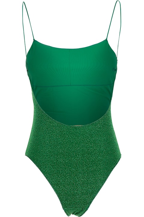 Homeware Oseree 
lumière Maillot
 Green Swimsuit With Open Back In Lurex Woman