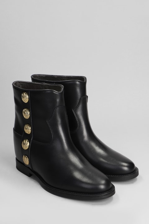 Shoes for Women Via Roma 15 Ankle Boots Inside Wedge In Black Leather