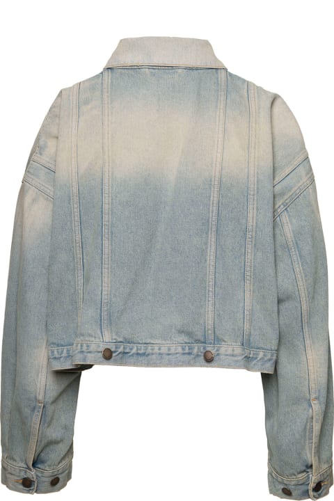DARKPARK Coats & Jackets for Women DARKPARK 'gigi' Light Blue Cropped Jacket With Bleach Effect In Cotton Denim Woman
