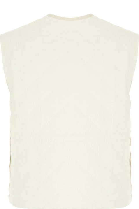 ウィメンズ Monclerのコート＆ジャケット Moncler Ivory Linen Padded Sleeveless Jacket