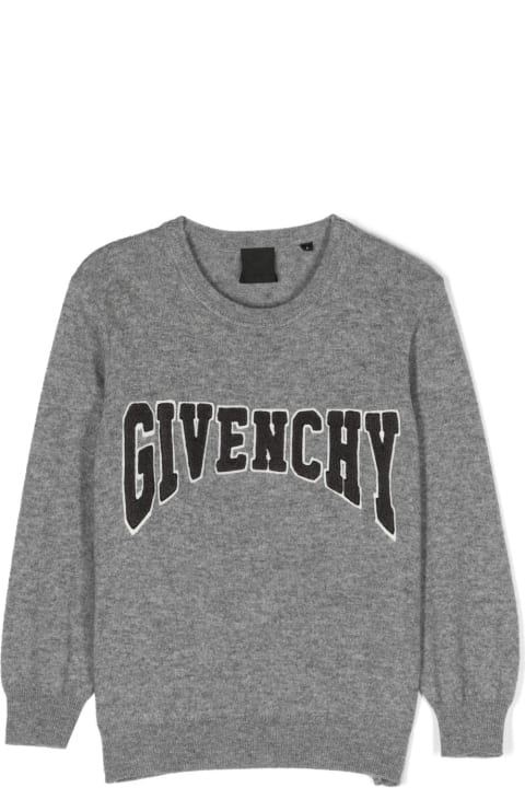 Givenchy for Boys Givenchy Givenchy Pullover Grigio In Misto Cashmere E Lana Bambino