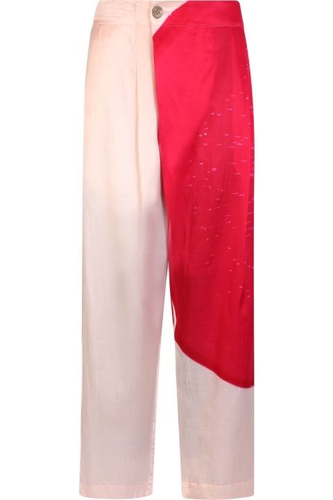 Fashion for Women Issey Miyake Slice Trousers Beige/ Dark Pink