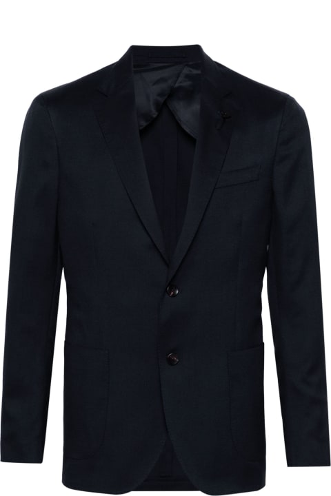 Lardini Coats & Jackets for Men Lardini Navy Blue Single-breasted Twill Blazer