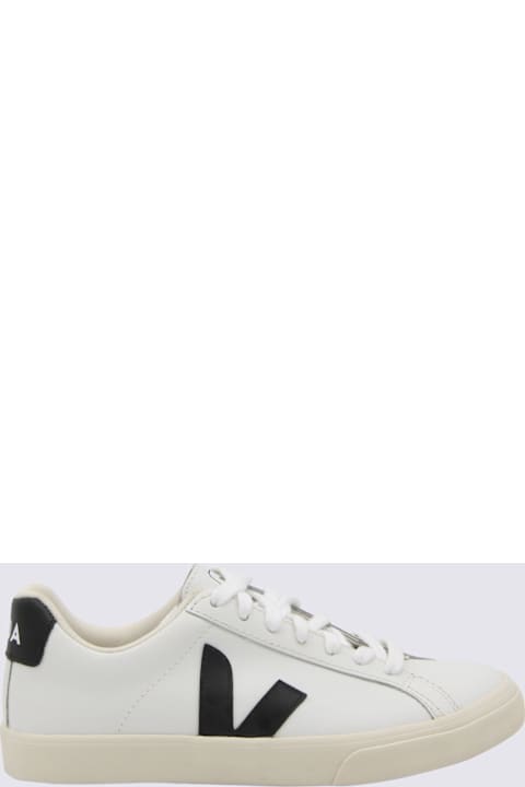 Veja White And Black Leather Esplar Sneakers