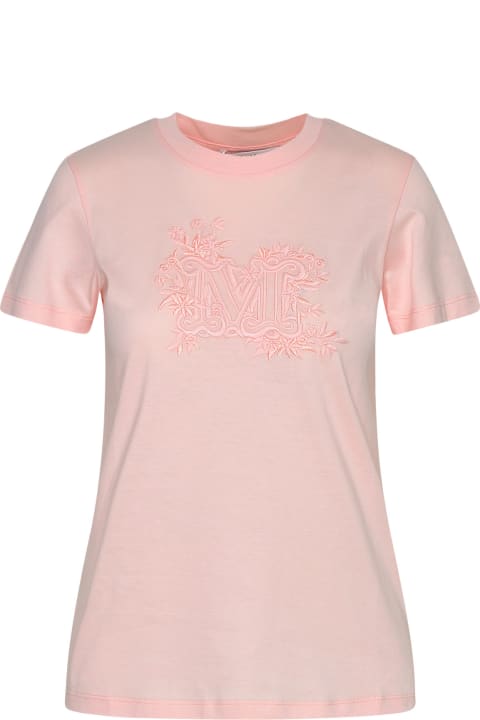 Max Mara Topwear for Women Max Mara Crew Neck T-shirt With Embroidered Logo On The Chest In Cotton