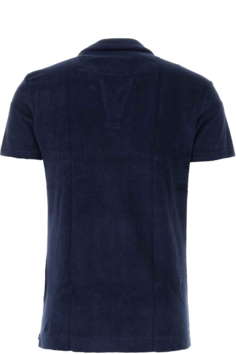 Orlebar Brown Topwear for Men Orlebar Brown Navy Blue Terry Fabric Terry Polo Shirt