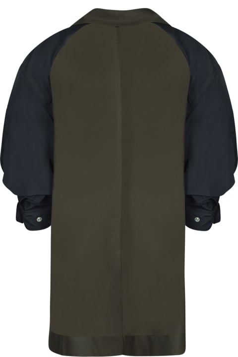 Sacai Coats & Jackets for Women Sacai Kaki Blue Voile Taffeta Jacket By Sacai