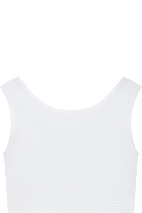ガールズ Tシャツ＆ポロシャツ Chloé White Cotton Top For Girl With Embroidered Logo