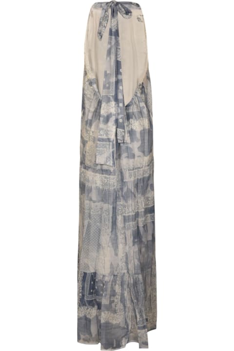 Halterneck Printed Long Dress