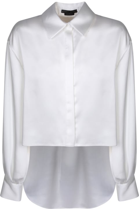 Alice + Olivia Topwear for Women Alice + Olivia Alice + Olivia White Asymmetric Satin Shirt