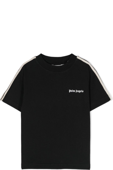 Topwear for Boys Palm Angels Logo Track Regular T-shirt Black White