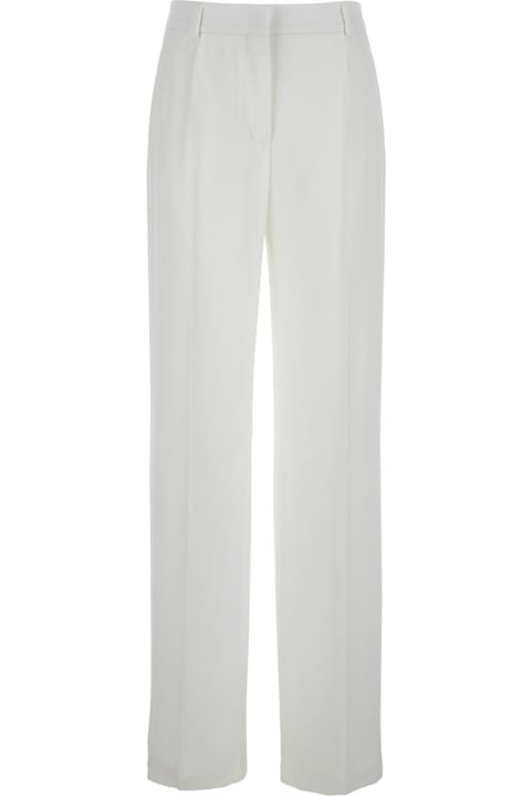 Alberta Ferretti سراويل طويلة وقصيرة لـ السيدات Alberta Ferretti White Pants With High Waist And Belt Loops In Silk Blend Woman