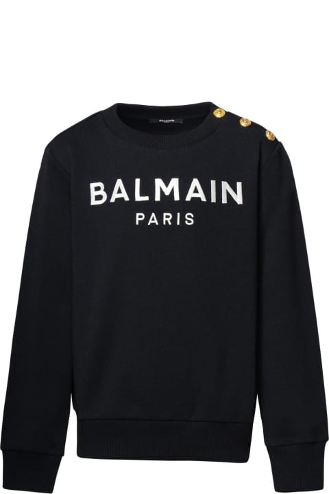 Topwear for Boys Balmain Logo Embroidered Crewneck Sweatshirt