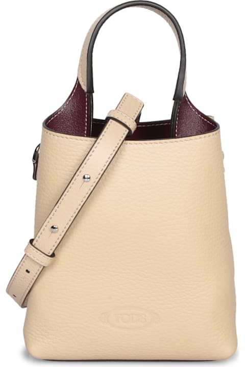 Tod's Bags for Women Tod's Timeless Natural And Bordeaux Micro Bag