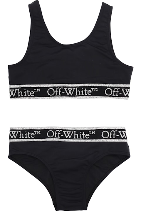 Off-White Swimwear for Girls Off-White Bookish Logo Band Bikini Black - Black