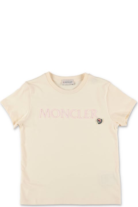 T-Shirts & Polo Shirts for Girls Moncler Moncler T-shirt Crema In Jersey Di Cotone Bambina