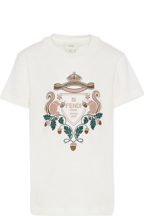 Homeware Fendi White T-shirt For Kids With Logo