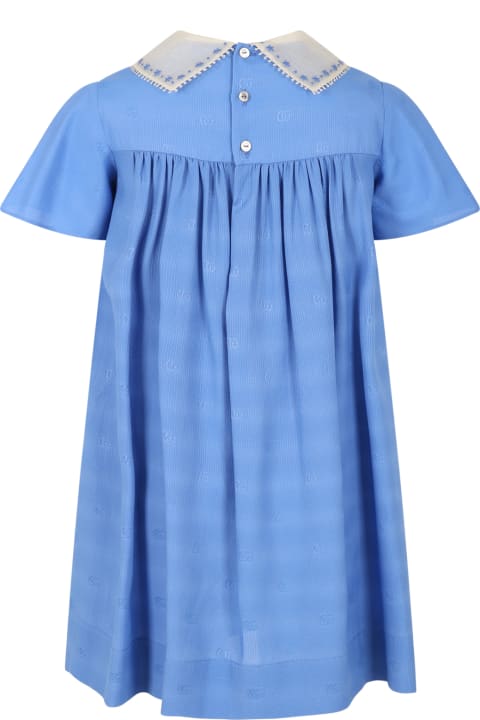Dresses for Girls Gucci Light-blue Dress For Girl With Gg