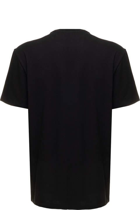 Valentino Man's Black Cotton T-shirt With  Logo Print